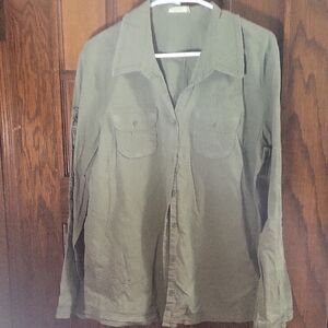 Old Navy Green Button Down Shirt Lightweight Casual